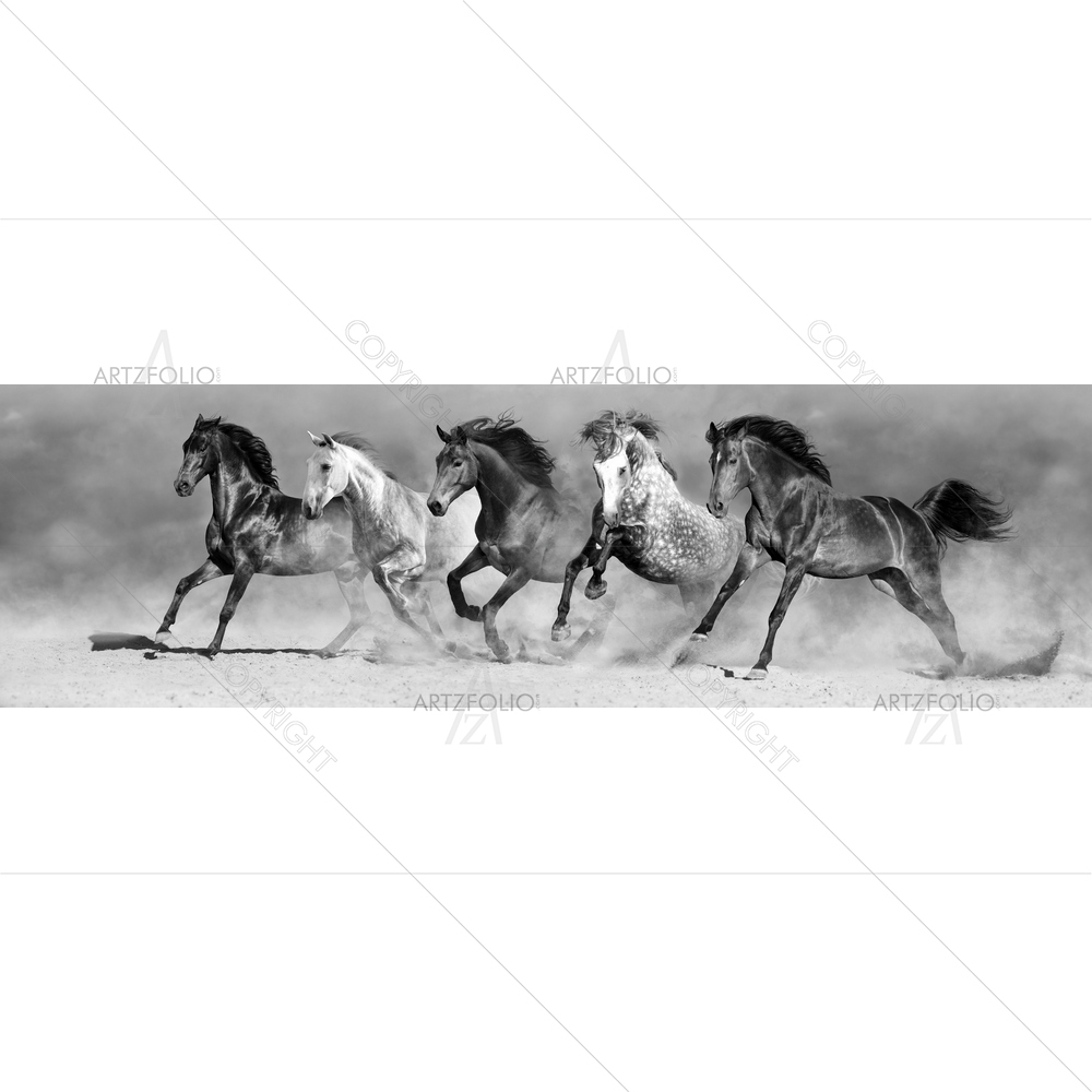 Horse Herd Running in Desert D3 — Animals custom art by ArtzFolio