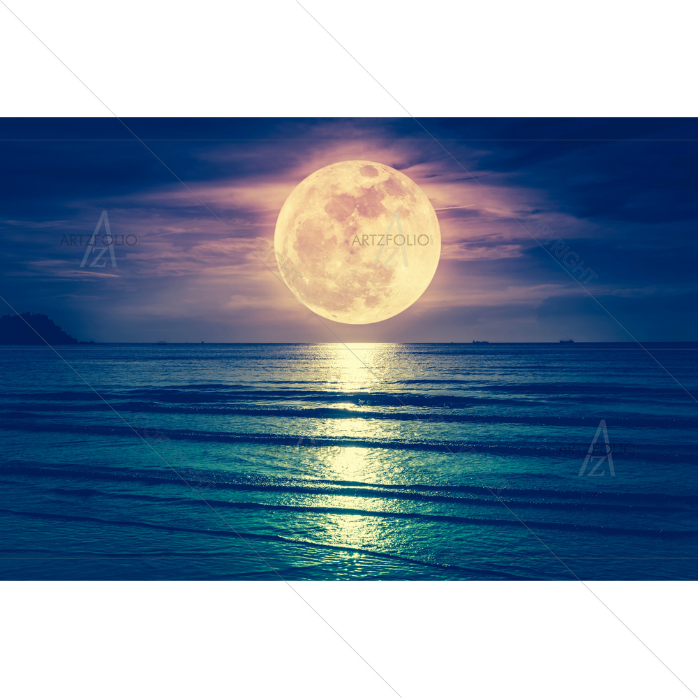 Super Moon over Seascape — Ancient custom art by ArtzFolio