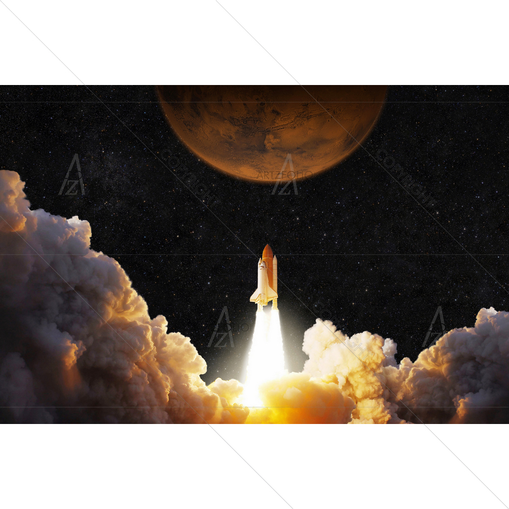 Spacecraft Taking off in Space — Astronomy custom art by ArtzFolio