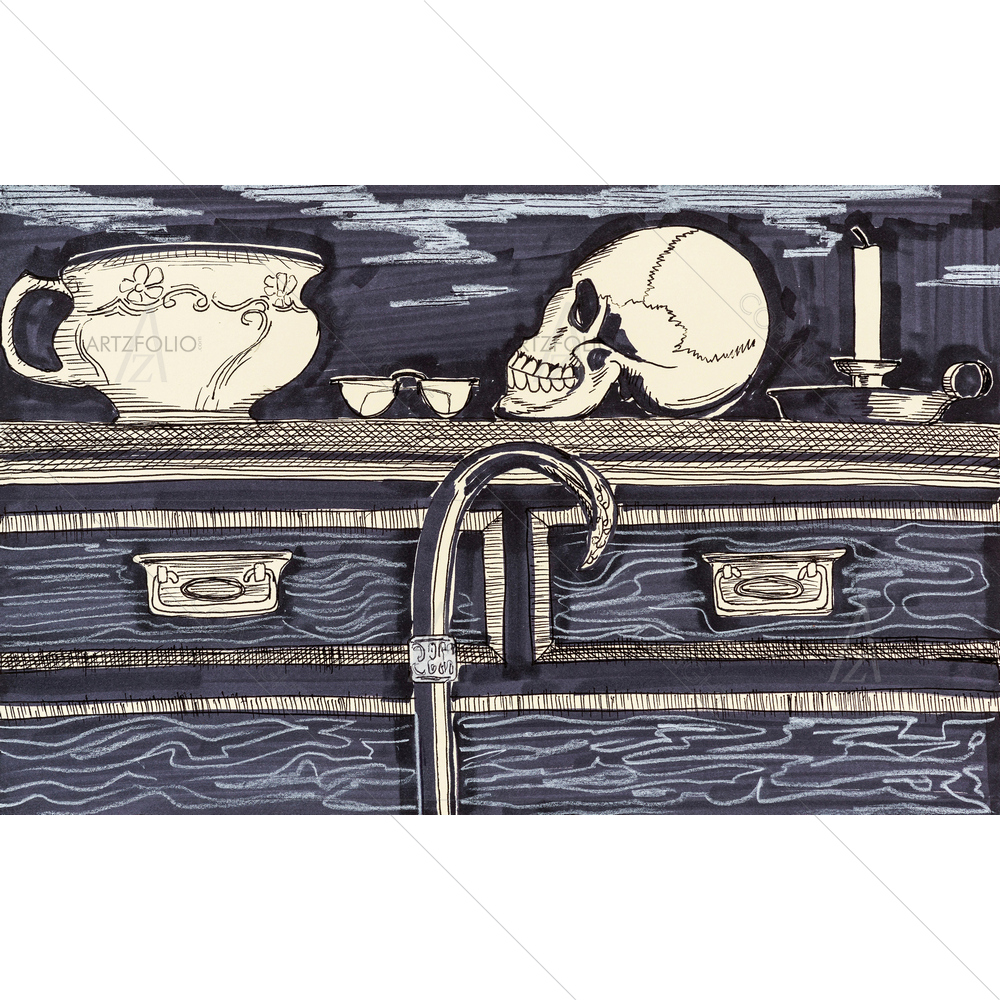 Woodcut, The Seven Ages of Skull — custom-size art design 5013184