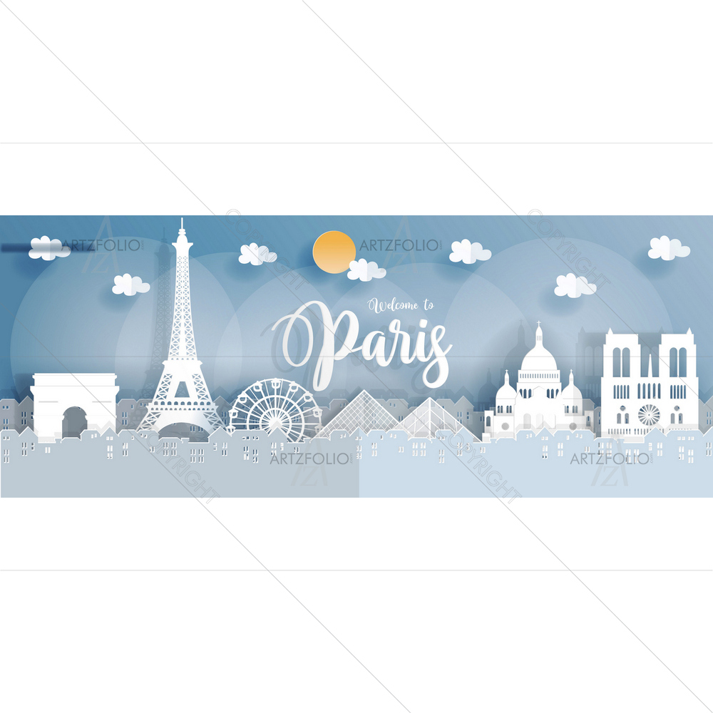 Paris France Famous Landmarks — custom-size art design 5013194
