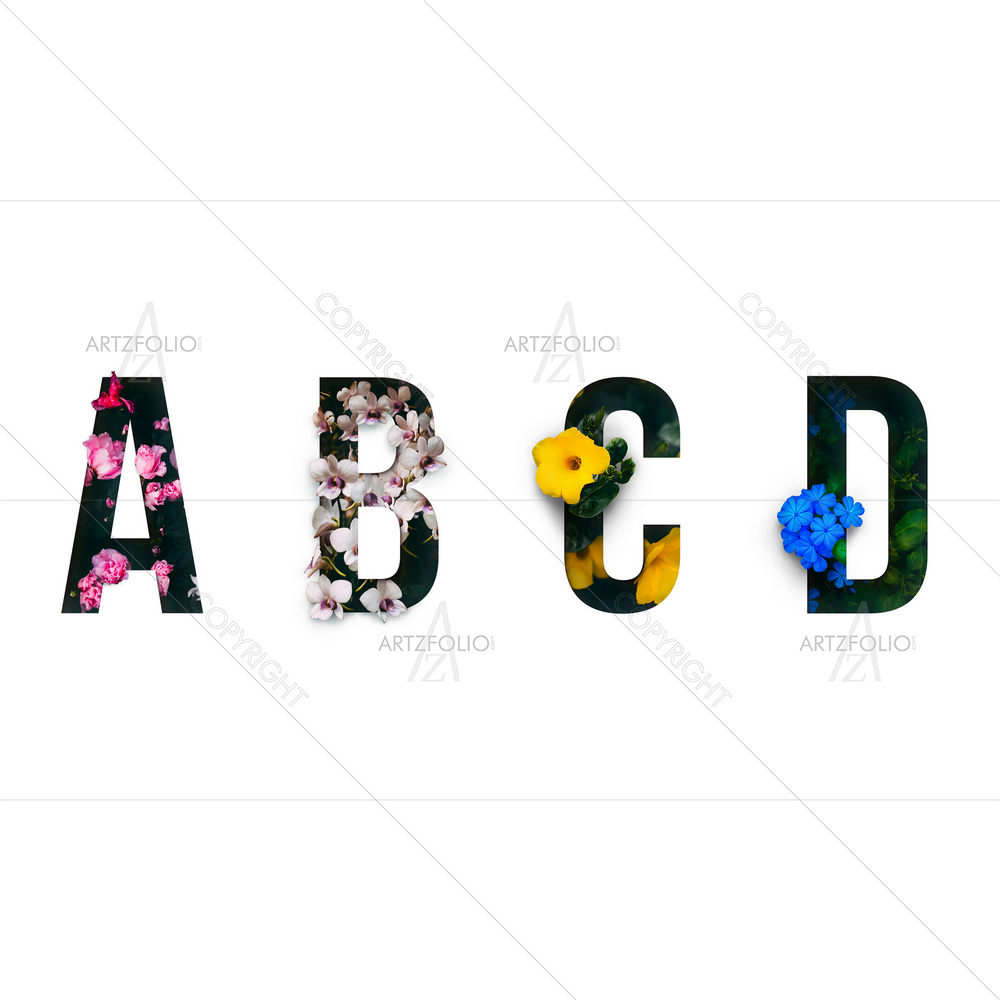 Floral Alphabets A, B, C, D — custom-size art design 5013201