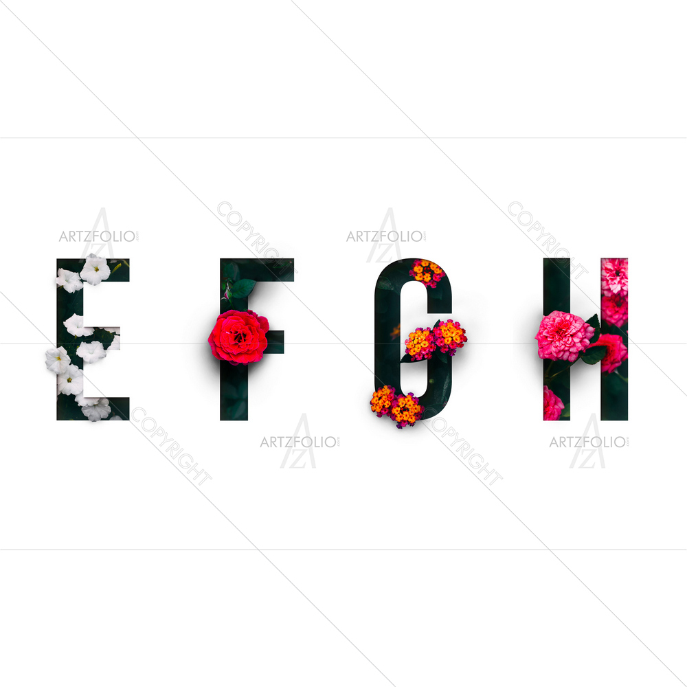 Floral Alphabets E, F, G, H — custom-size art design 5013202