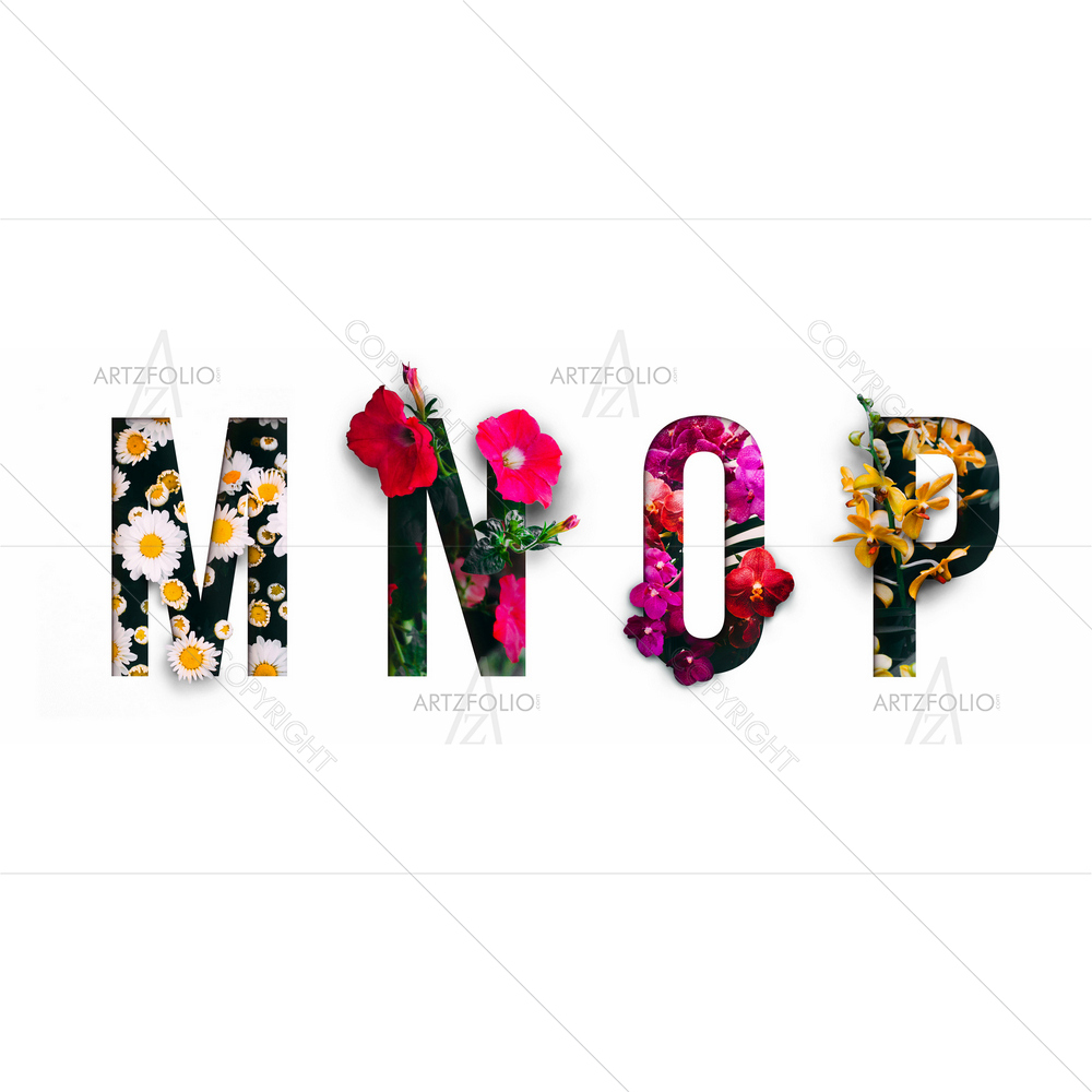 Floral Alphabets M, N, O, P — custom-size art design 5013204