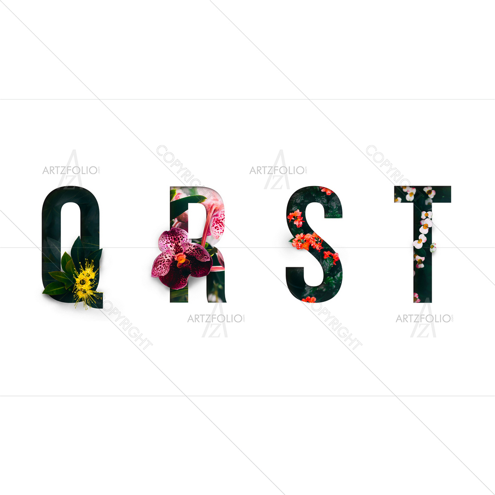 Floral Alphabets Q, R, S, T — Botanical custom art by ArtzFolio