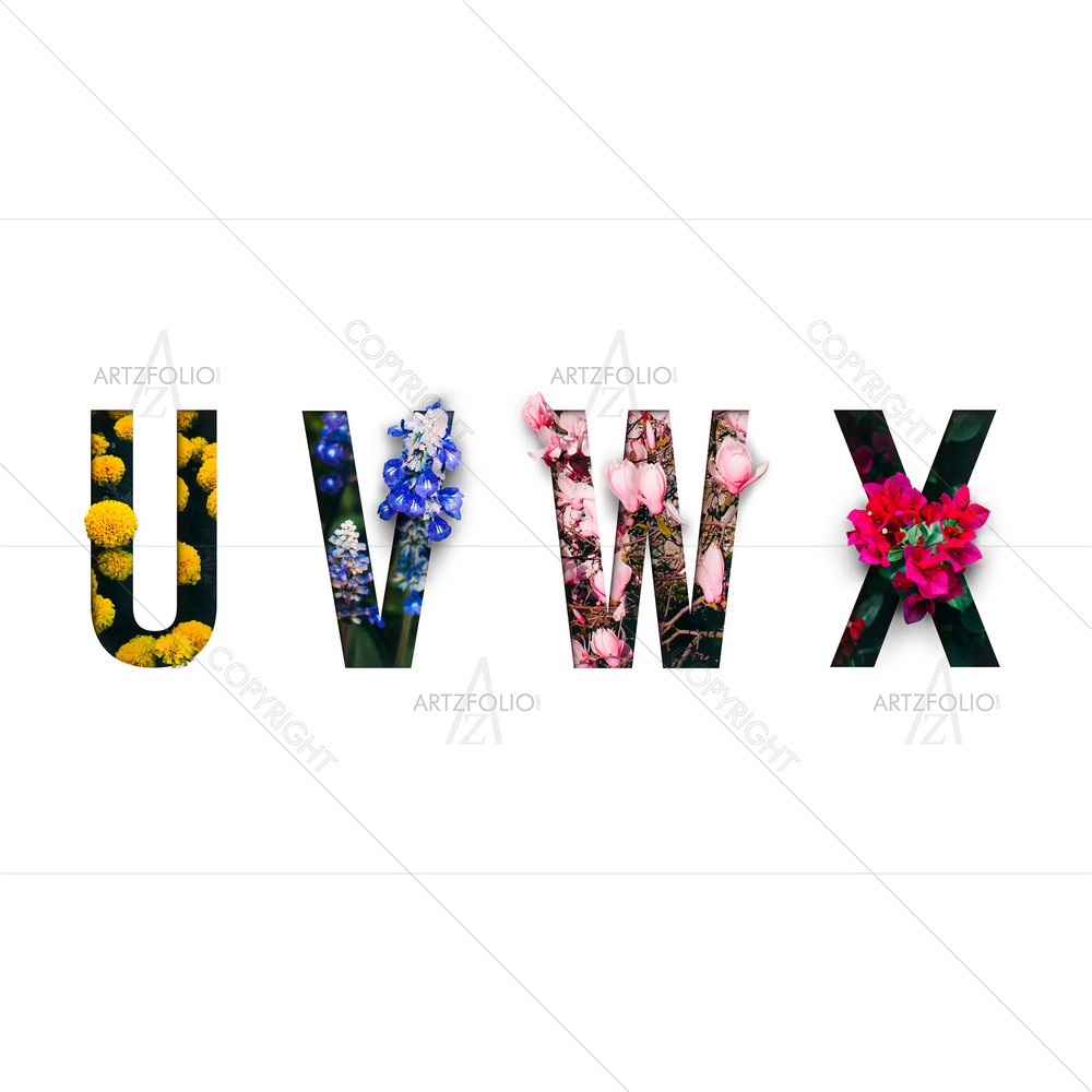 Floral Alphabets U, V, W, X — custom-size art design 5013206
