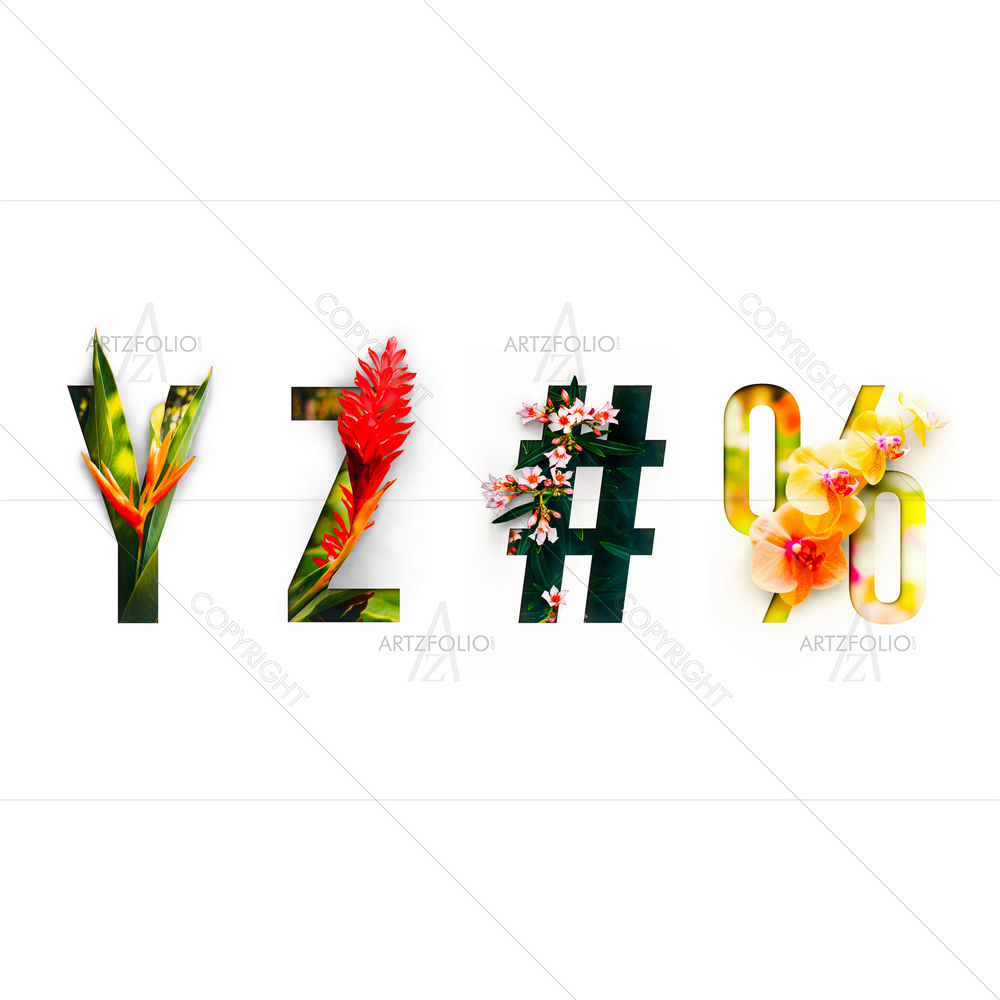 Floral Alphabets Y, Z, #, % — custom-size art design 5013207