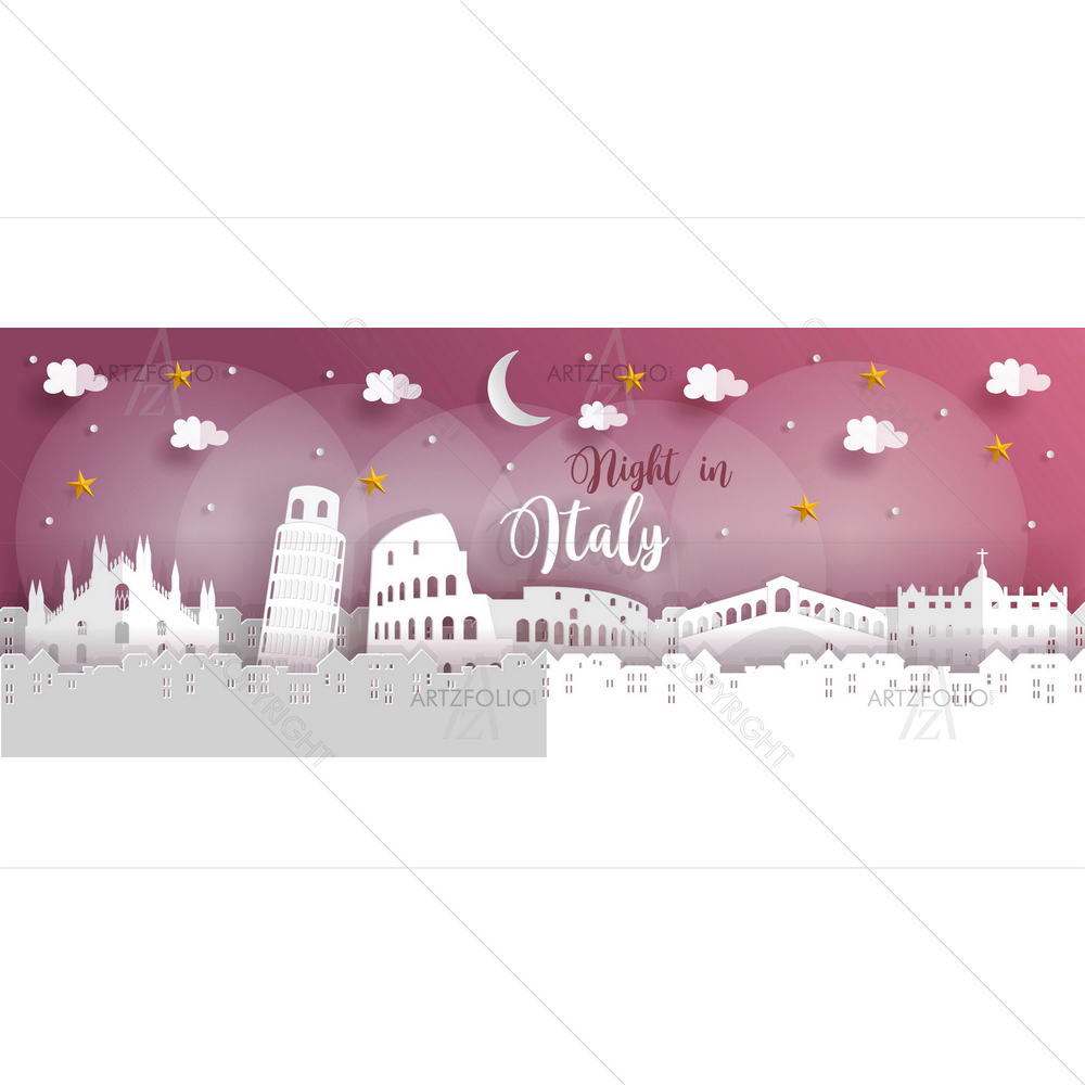 Italy Symbol and Famous Landmarks — Devotional custom art by ArtzFolio