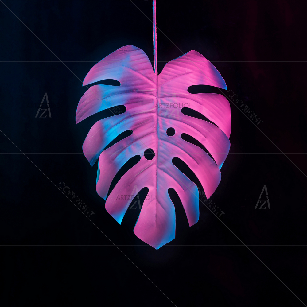 Neon Colored Tropical and Palm Leaves — Abstract custom art by ArtzFolio