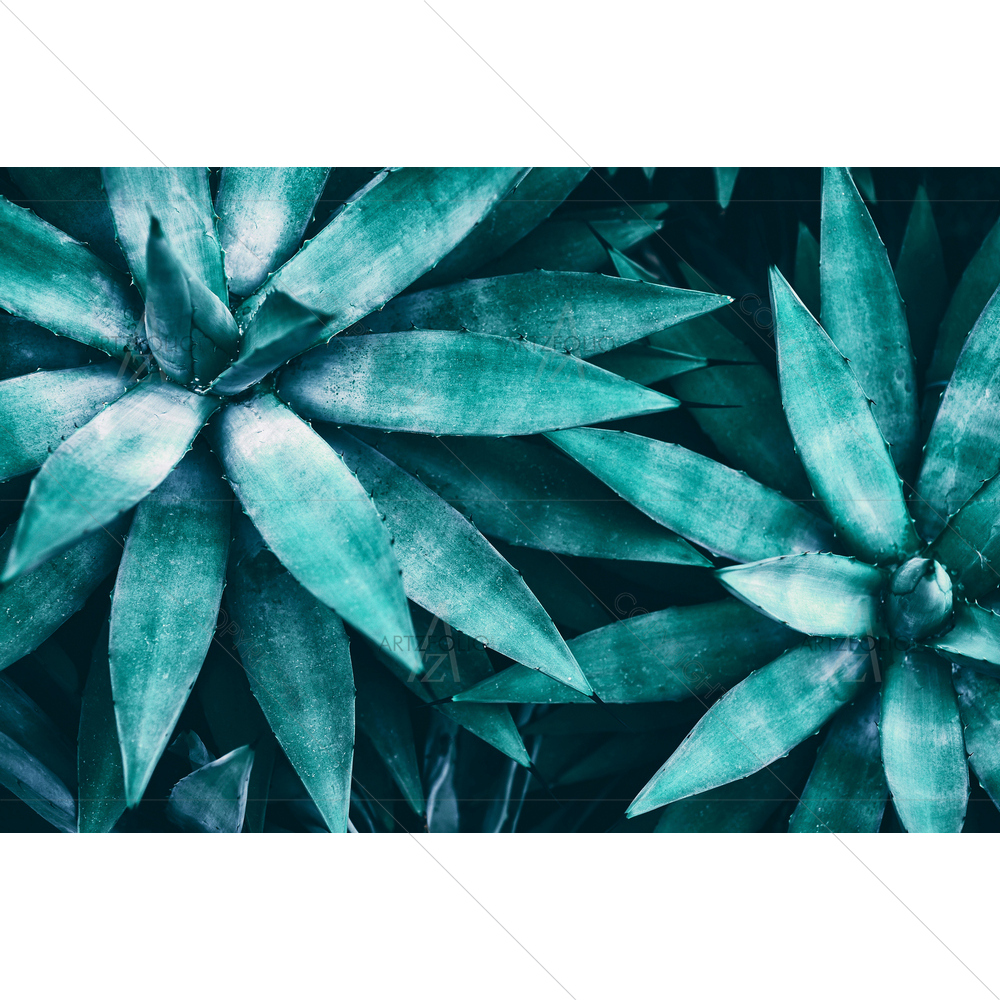 Blue Tropical Leaves D2 — Botanical custom art by ArtzFolio