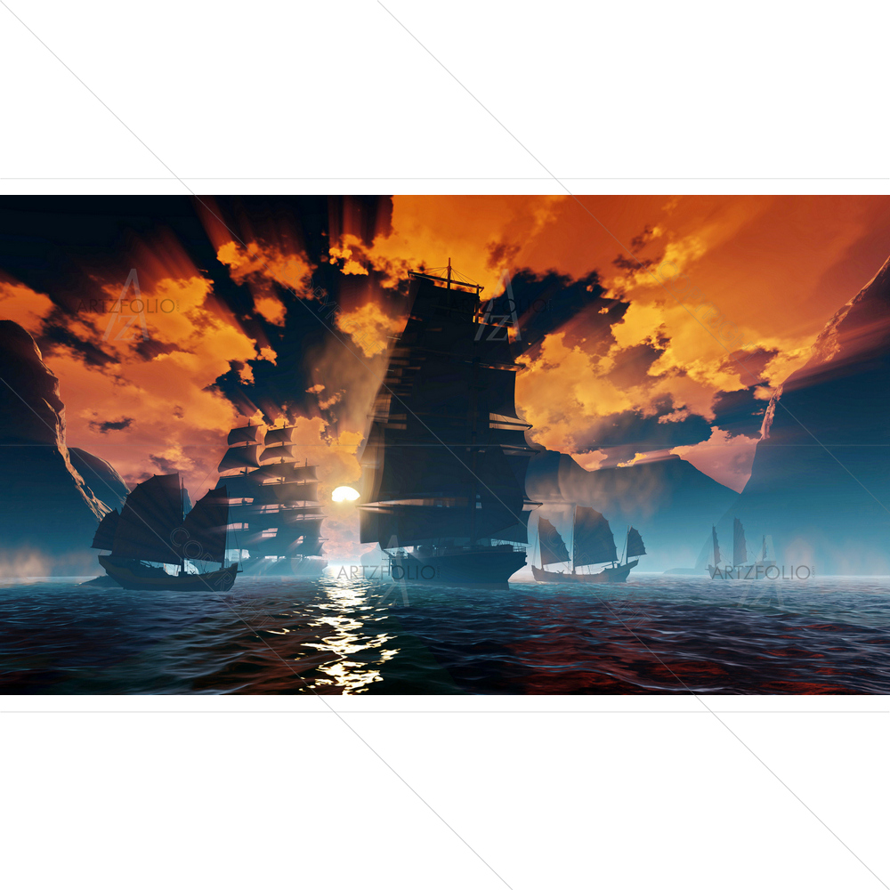 English Ships near China Coast — custom-size art design 5013251