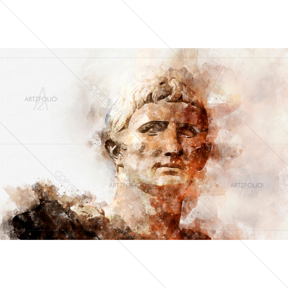 Emperor Portrait, Trajano of Rome — Fluid marble custom art by ArtzFolio