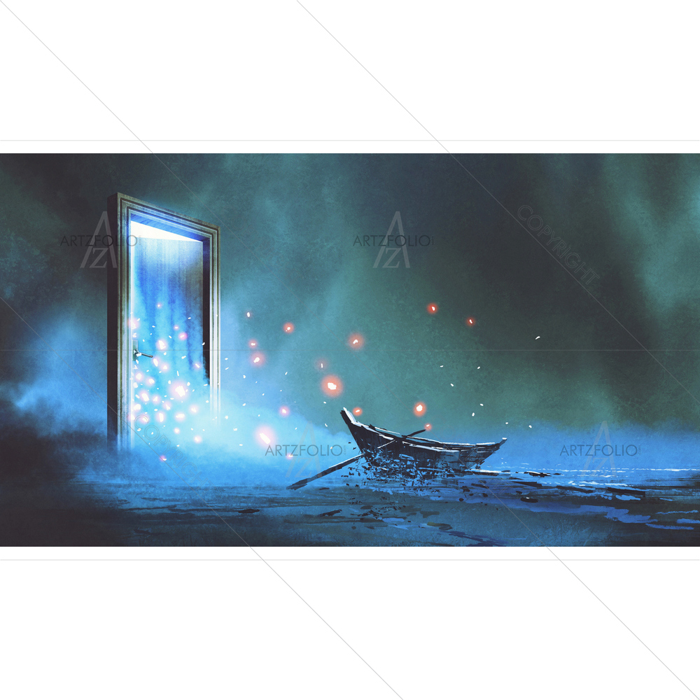 Abandoned Boat on Shore — custom-size art design 5013255