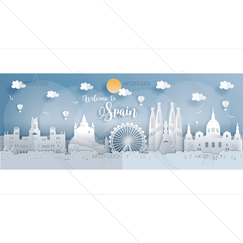Spain Famous Landmarks — custom-size art design 5013258