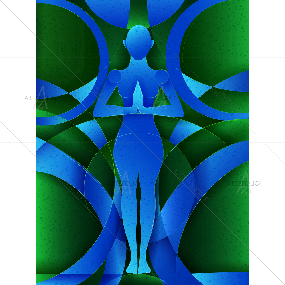 Abstract Cubism Yoga D5 — custom-size art design 5013263