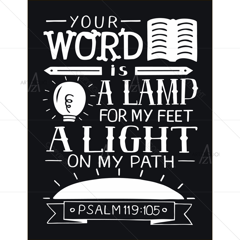 Your Word Is A Lamp For My Feet Bible Verse Psalm — Devotional custom art by ArtzFolio