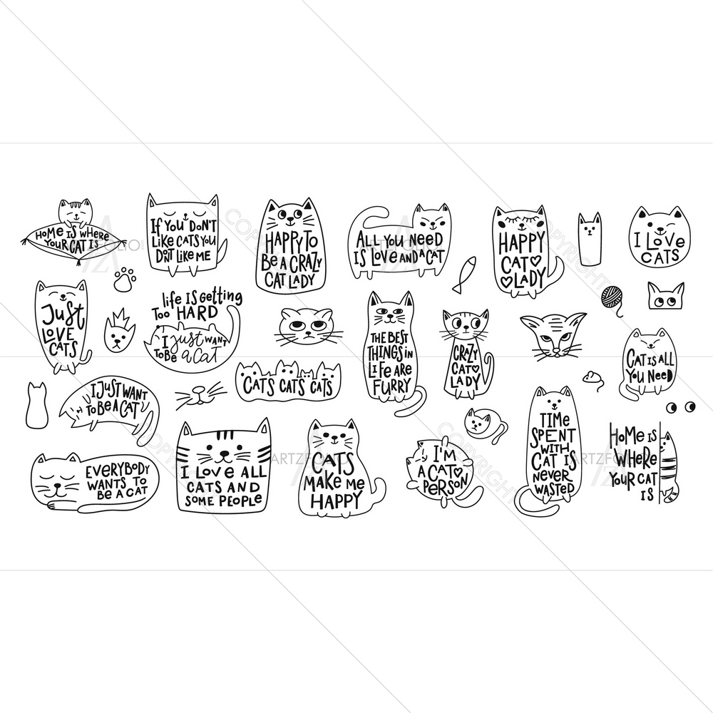 Calligraphic Cat — custom-size art design 5013317