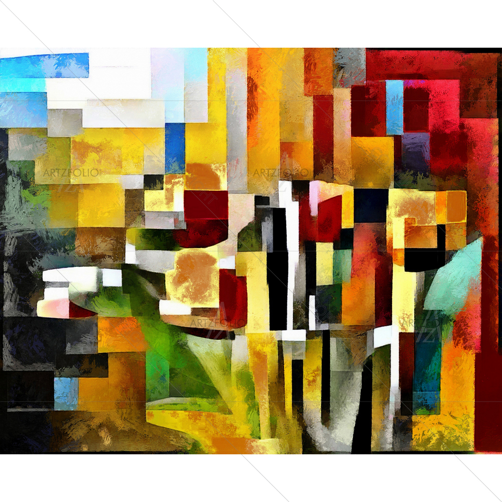 Abstract Cubic Tulips — Cubism custom art by ArtzFolio