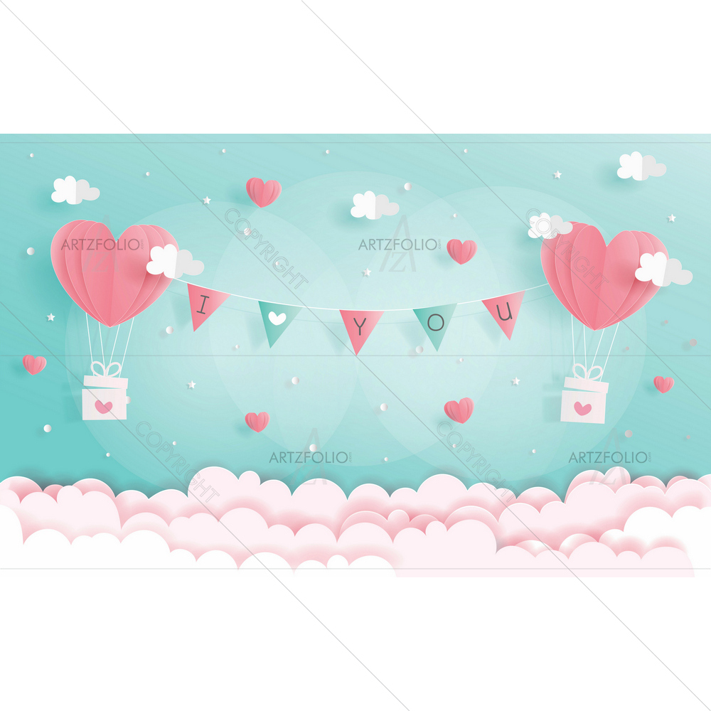 Heart Balloons in Sky D1 — Hearts custom art by ArtzFolio