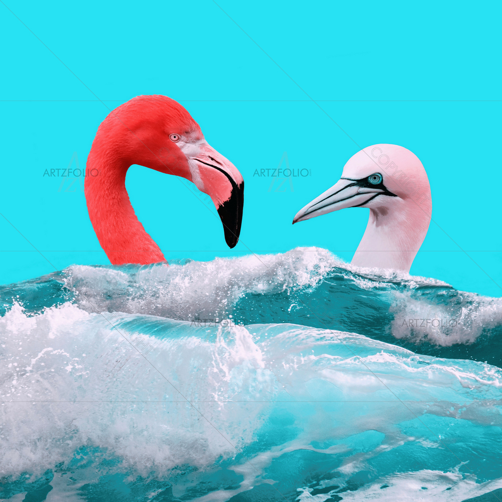 Flamingo & Bird — custom-size art design 5013353