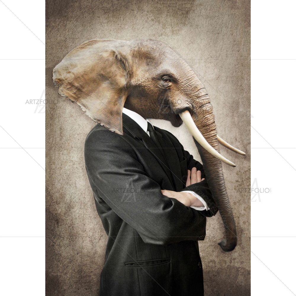 Elephant in Suit — custom-size art design 5013359