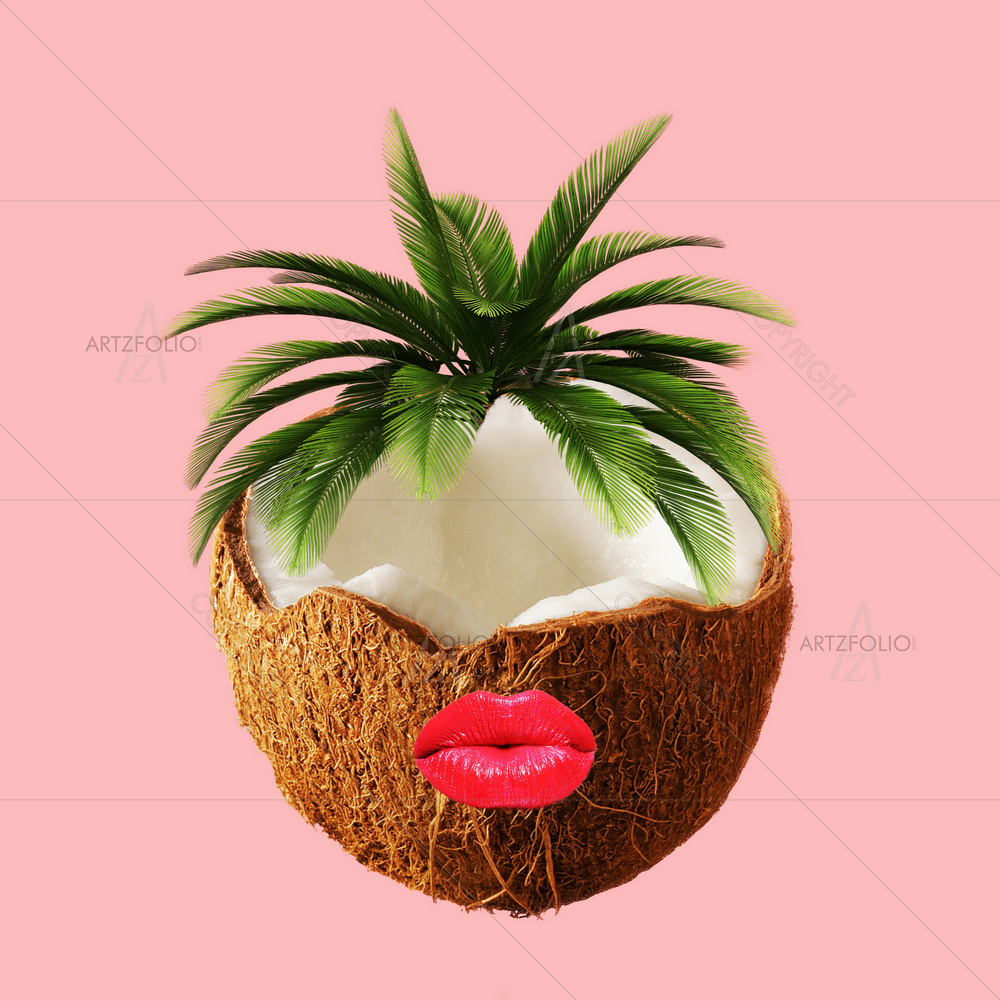Abstract Coconut with Lips — Abstract custom art by ArtzFolio