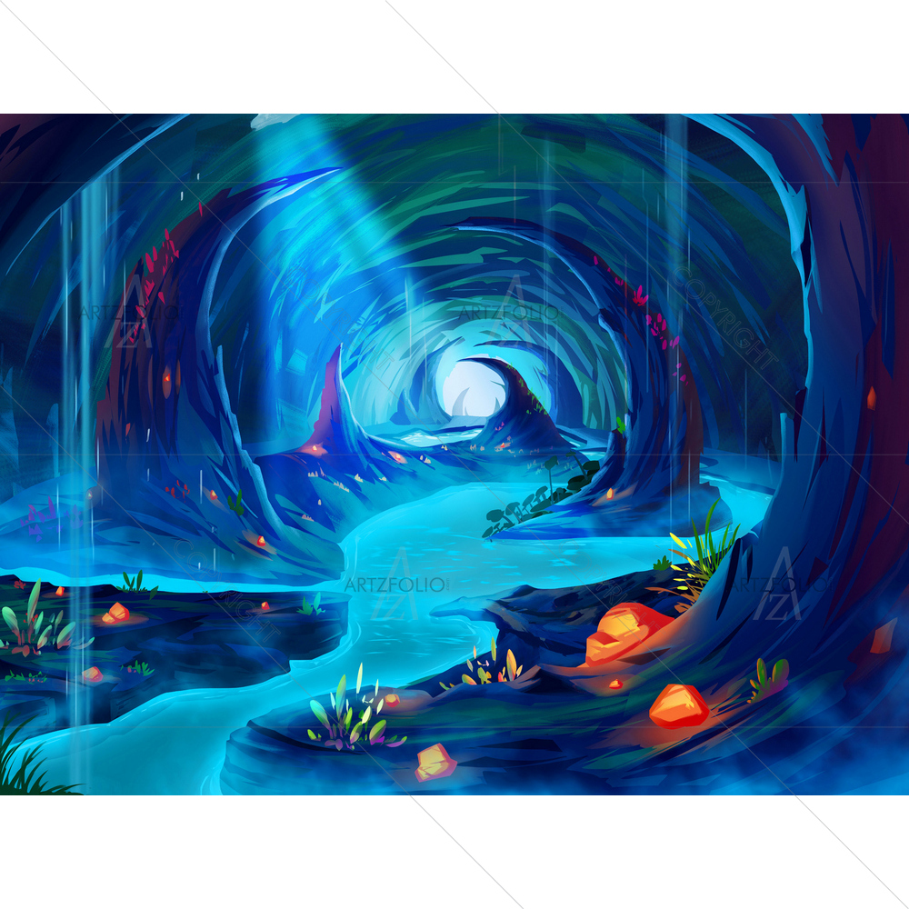 Cartoon Cavern — Fluid marble custom art by ArtzFolio