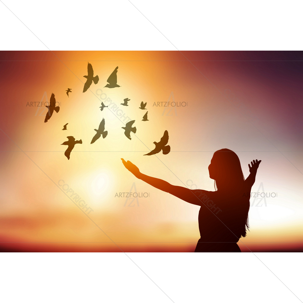 Young Woman Silhouette — Devotional custom art by ArtzFolio