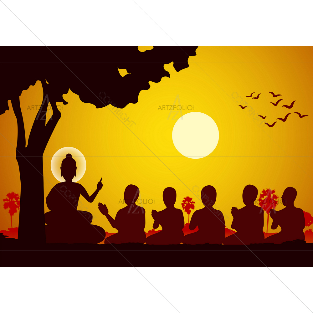 Lord Buddha Sermon to Ascetics — custom-size art design 5013382