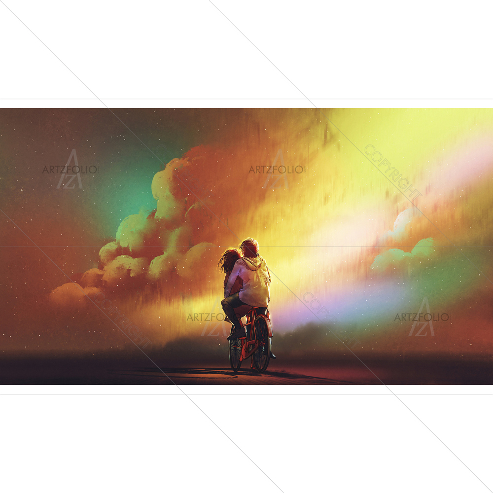 Couple Riding Bicycle — custom-size art design 5013385