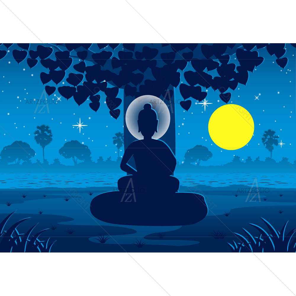 Lord Buddha Enlightment under Tree — custom-size art design 5013390