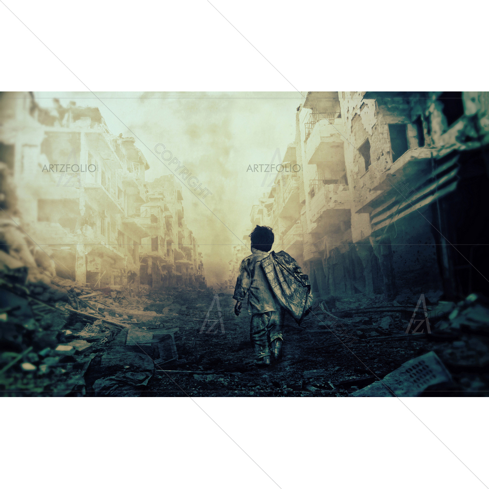 Boy Wandering Amidst Debris — Others custom art by ArtzFolio