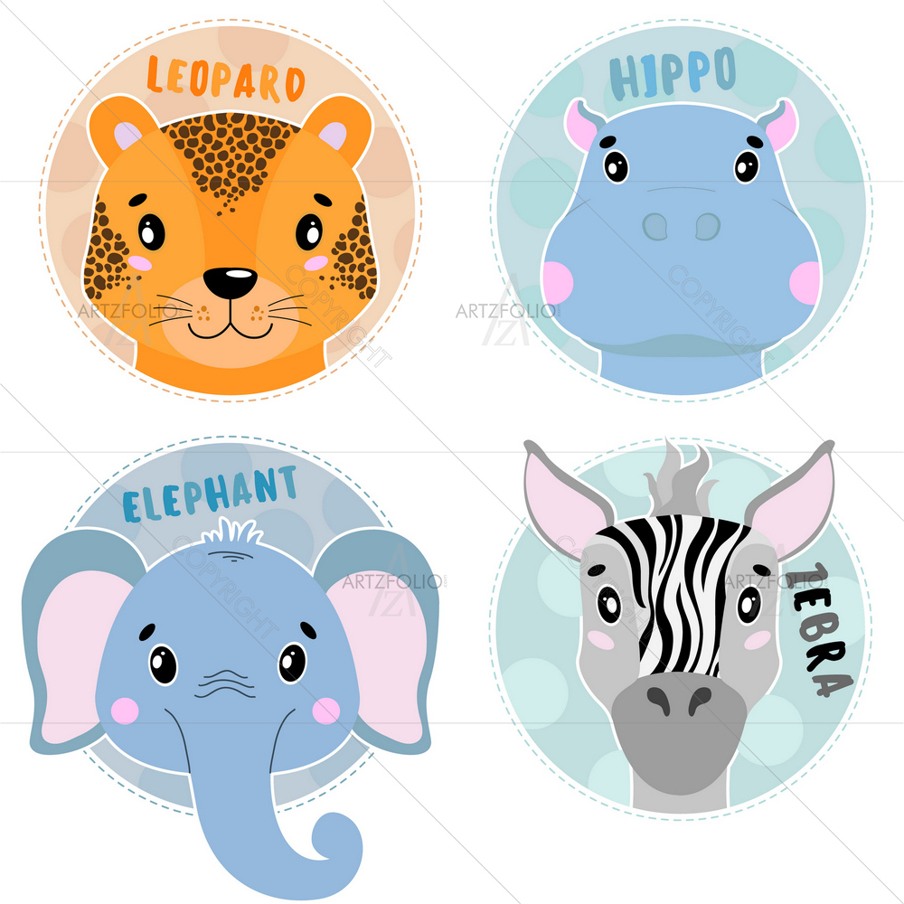 Cartoon Animals Face — custom-size art design 5013429