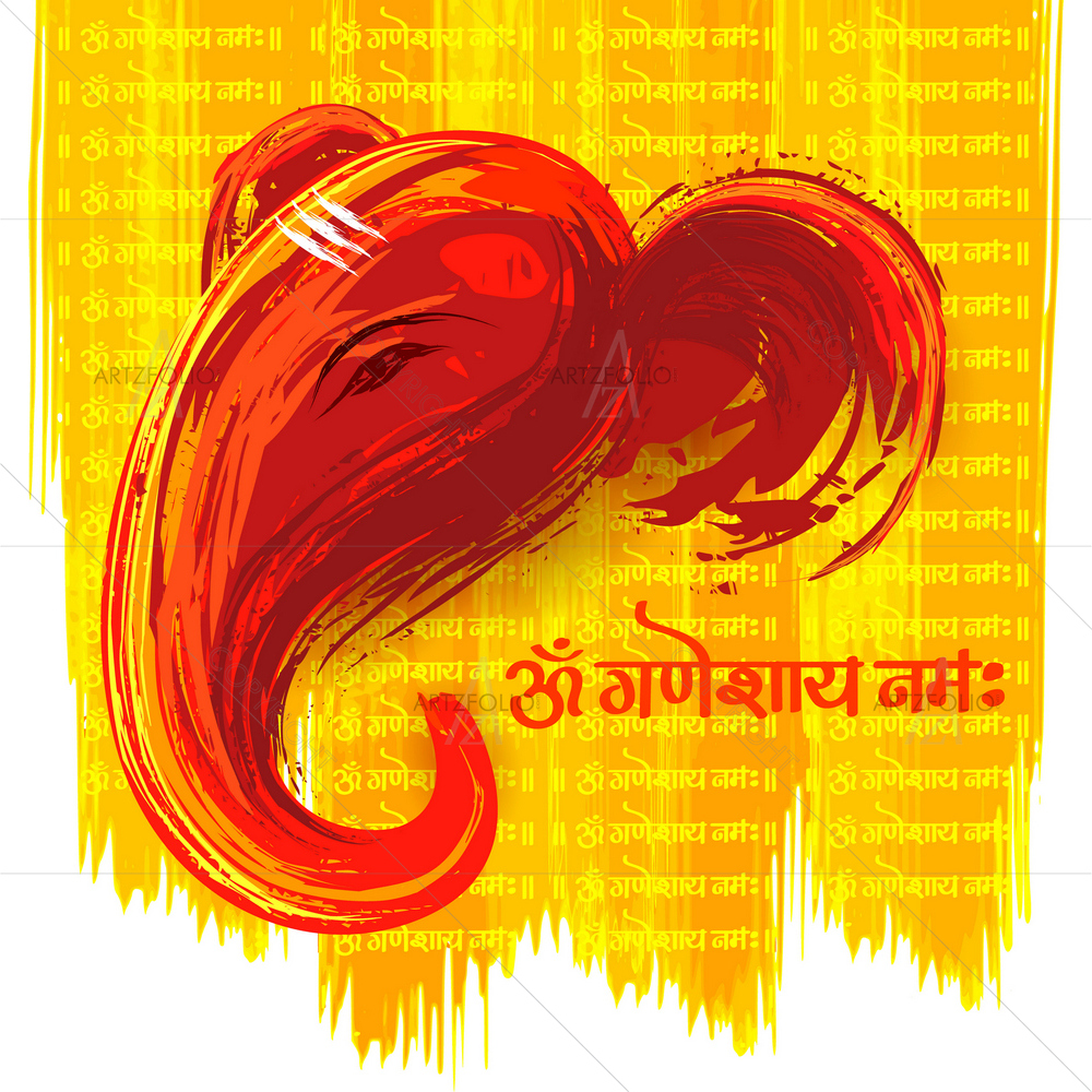Hindu God Ganesha D30 — Devotional custom art by ArtzFolio