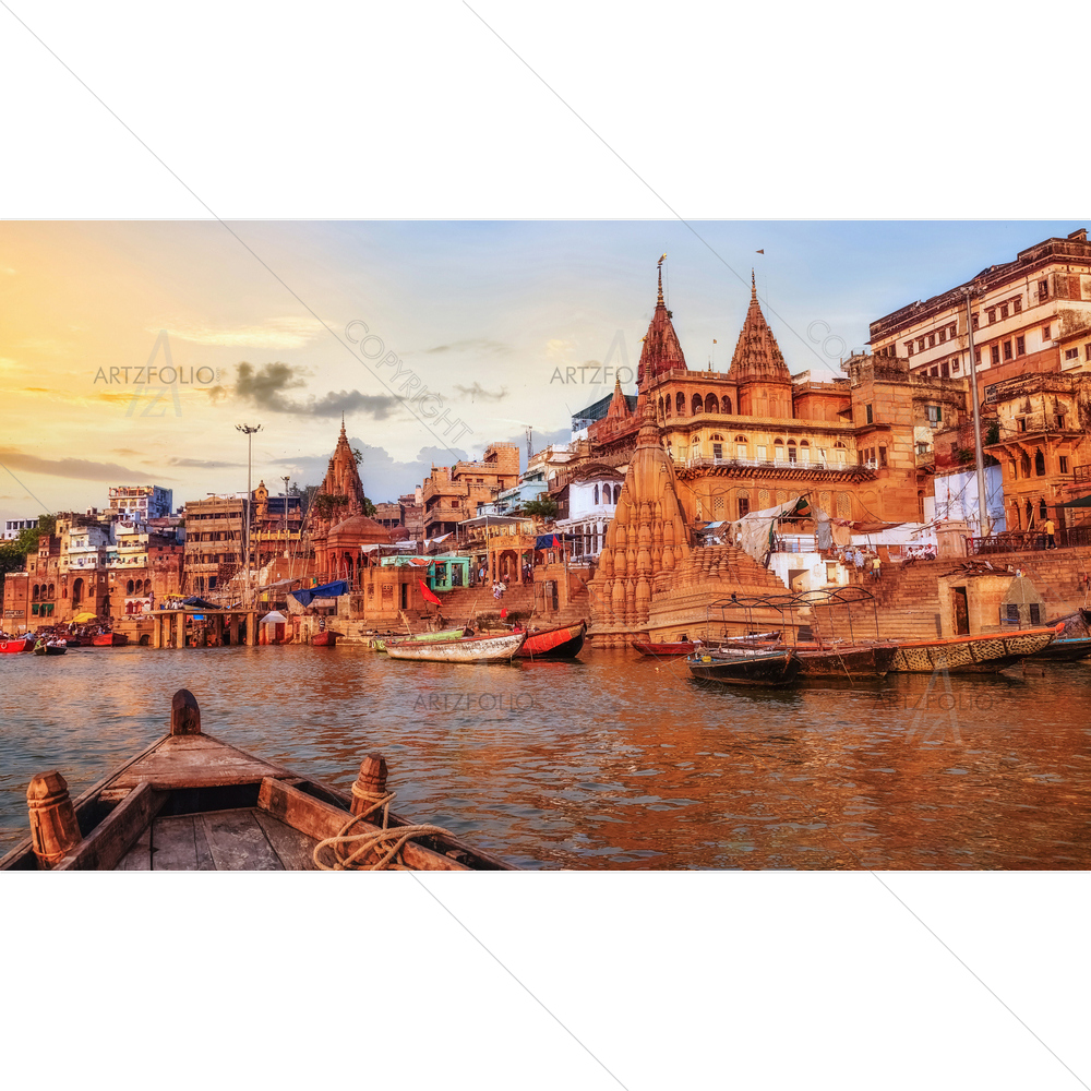Varanasi Ganges River Ghat D2 — custom-size art design 5013434