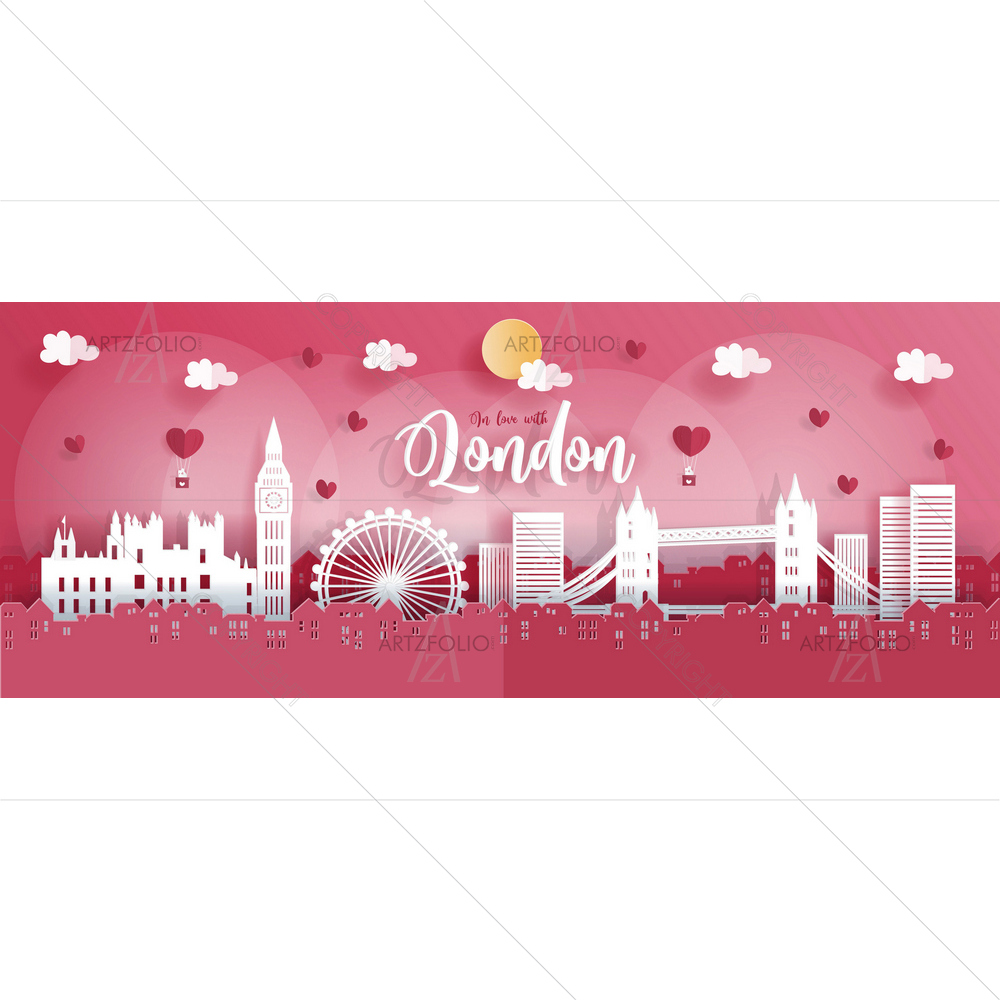 London Famous Landmarks Origami Style — custom-size art design 5013438
