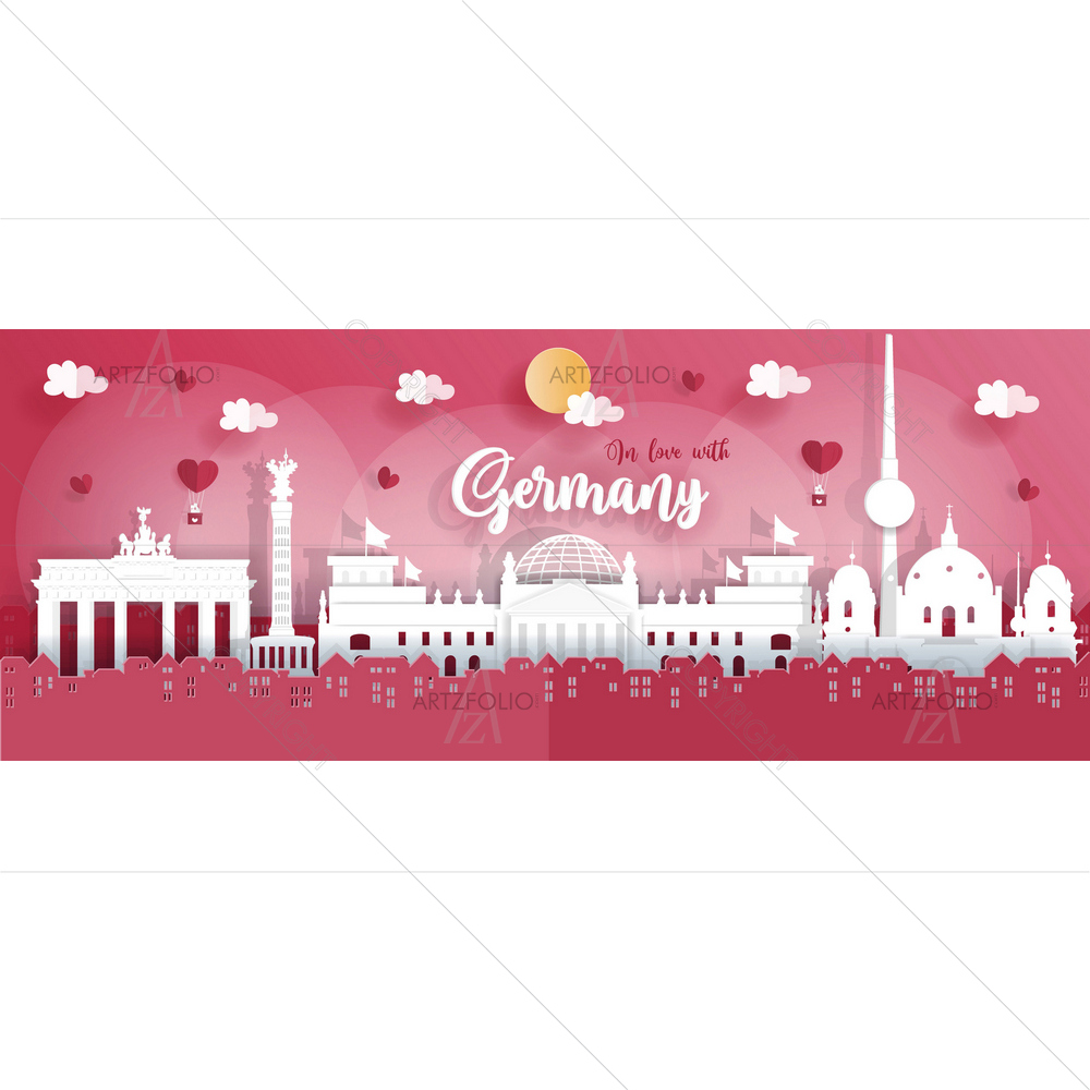 Germany Famous Landmarks Origami Style D1 — Devotional custom art by ArtzFolio