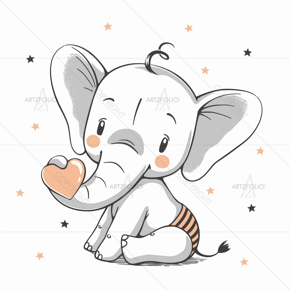 Baby Elephant D7 — Animals custom art by ArtzFolio