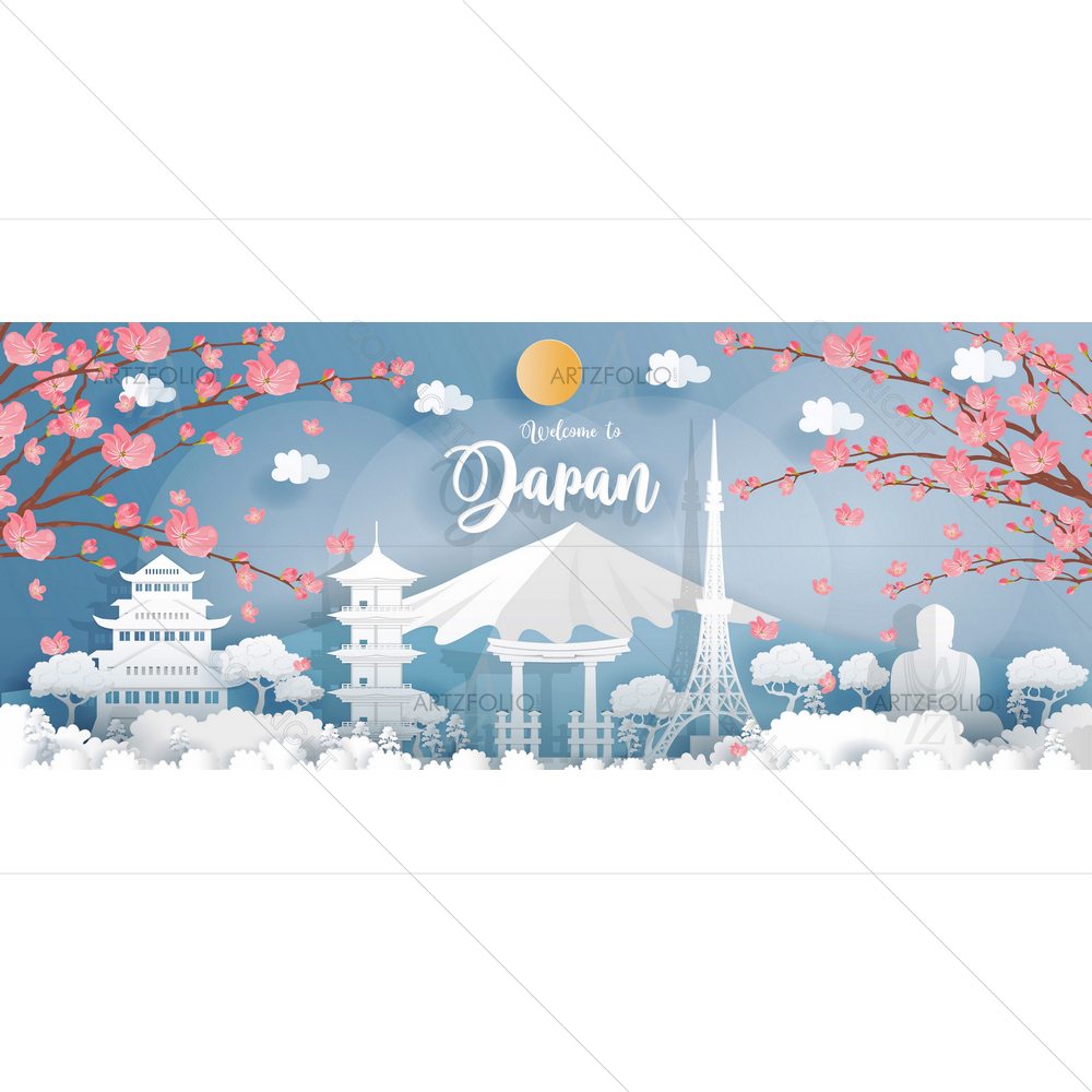 Japan Famous Landmarks Autumn Season — Devotional custom art by ArtzFolio