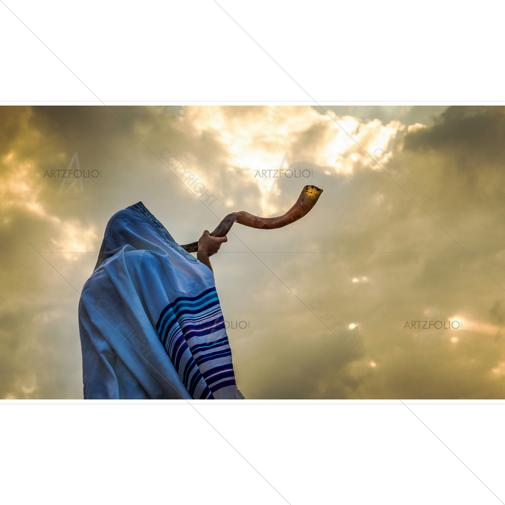 Jewish Man in Tallit Prayer — custom-size art design 5013468
