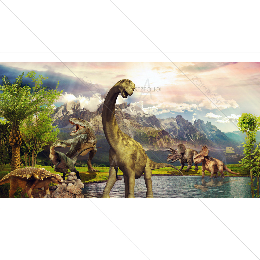 Dinosaurs in Park D1 — custom-size art design 5013476