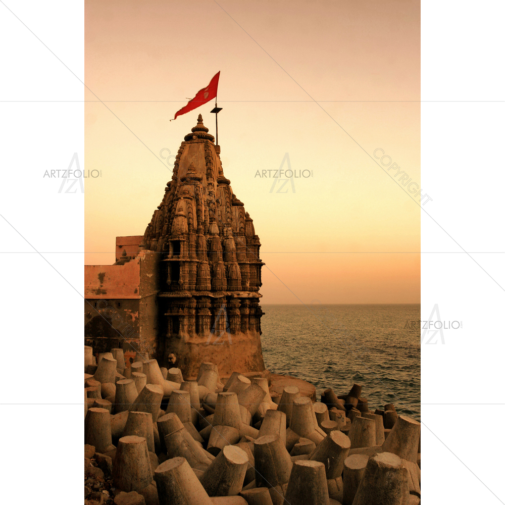 Shree Dwarkadish Krishna Temple, Gujarat, India — custom-size art design 5013482