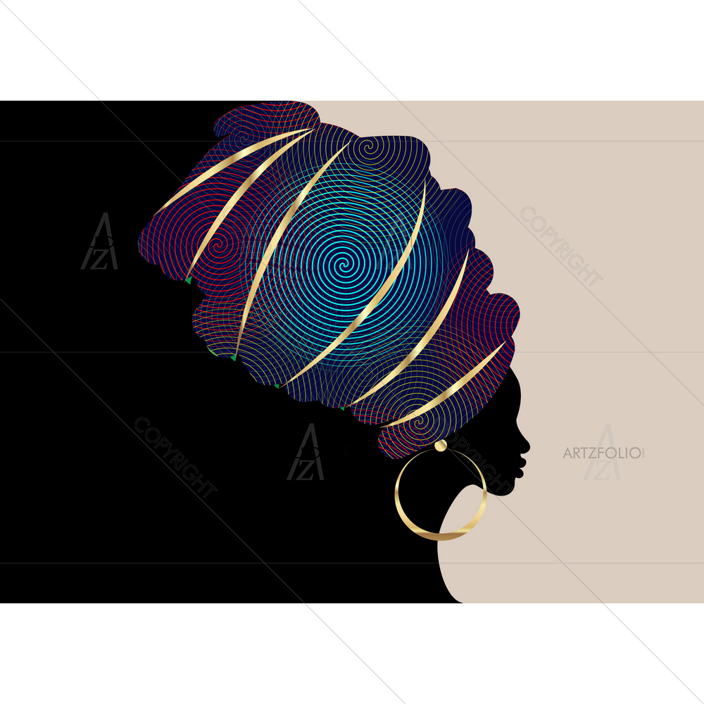 African Woman in Traditional Turban D2 — custom-size art design 5013488
