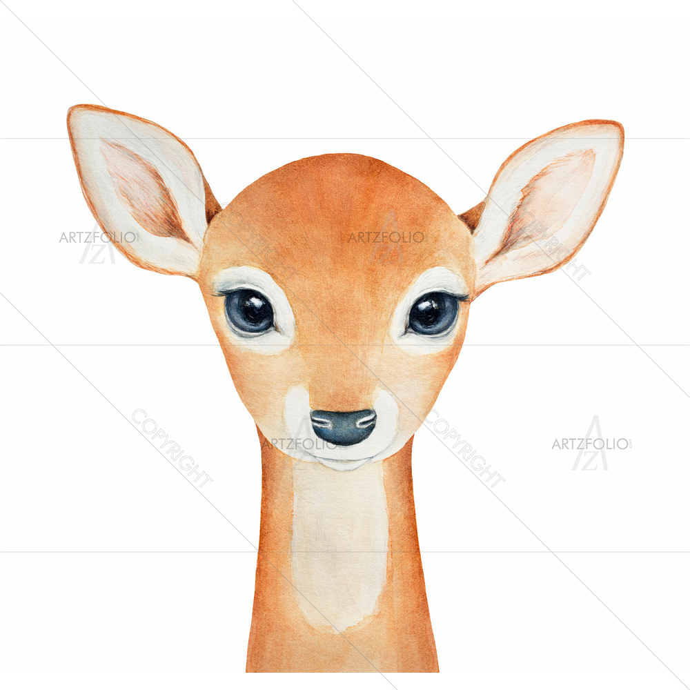 Watercolor Baby Deer — custom-size art design 5013492