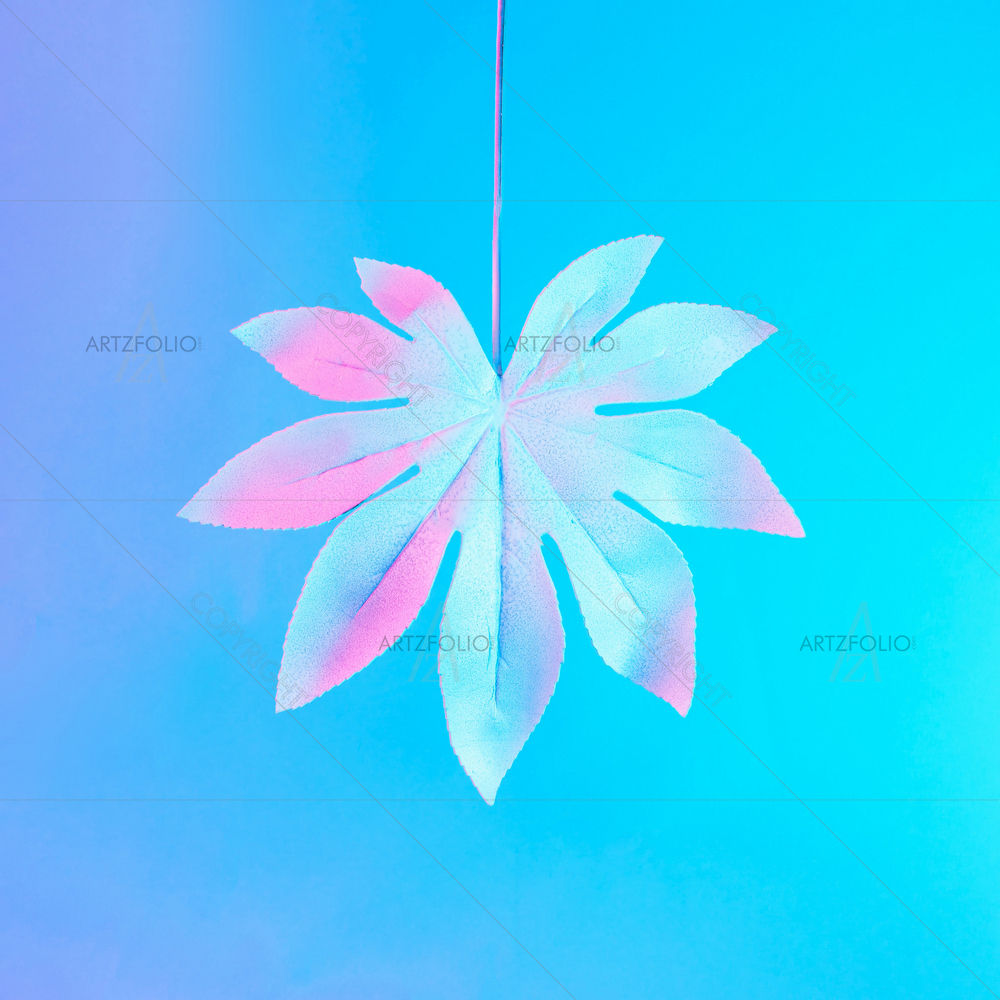 Holographic Colored Tropical Palm Leaf — custom-size art design 5013494