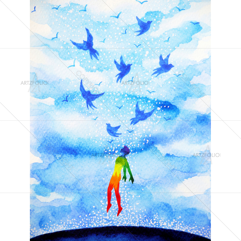 Human Flying Birds Spiritual Mind — Devotional custom art by ArtzFolio