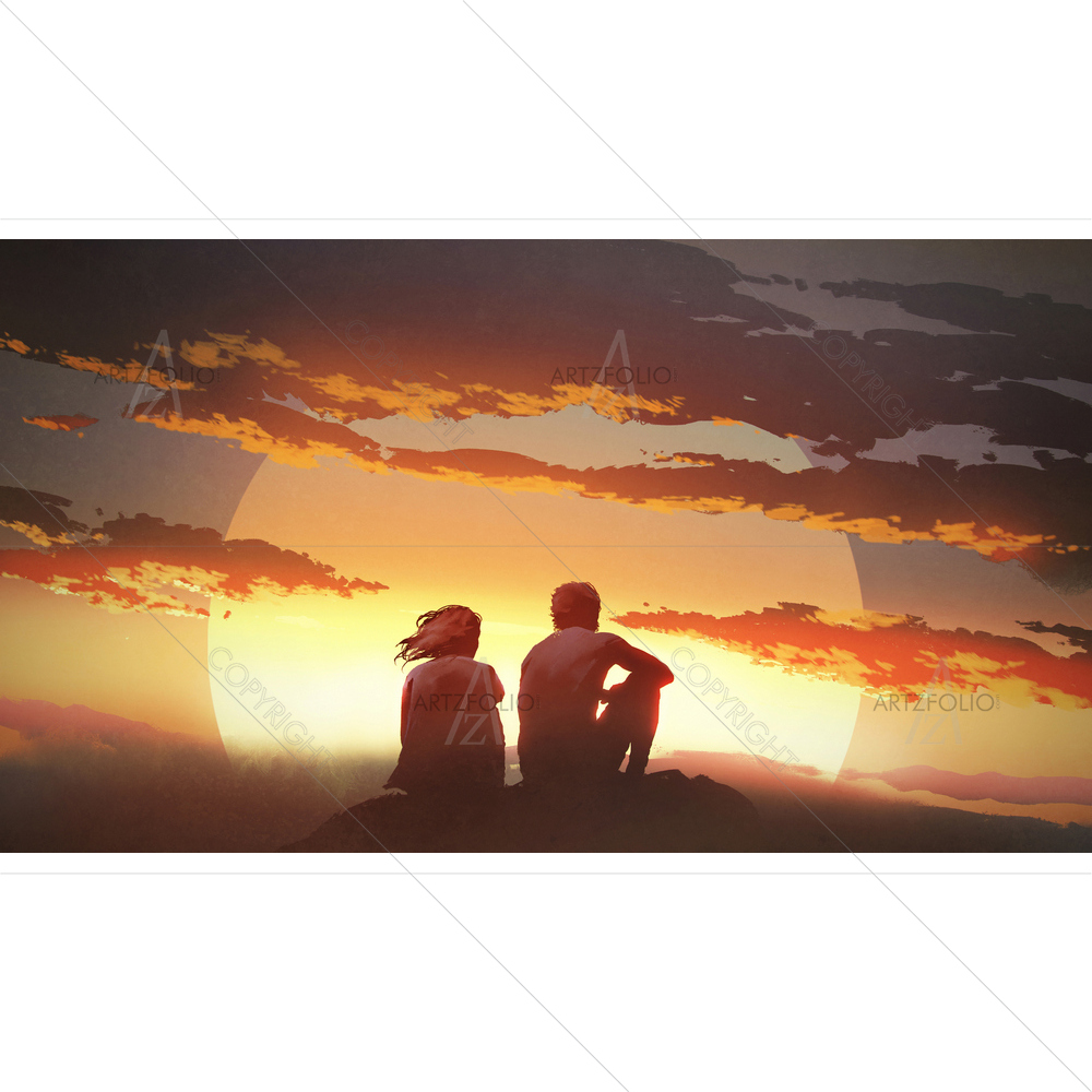 Young Couple Silhouette — Adult custom art by ArtzFolio
