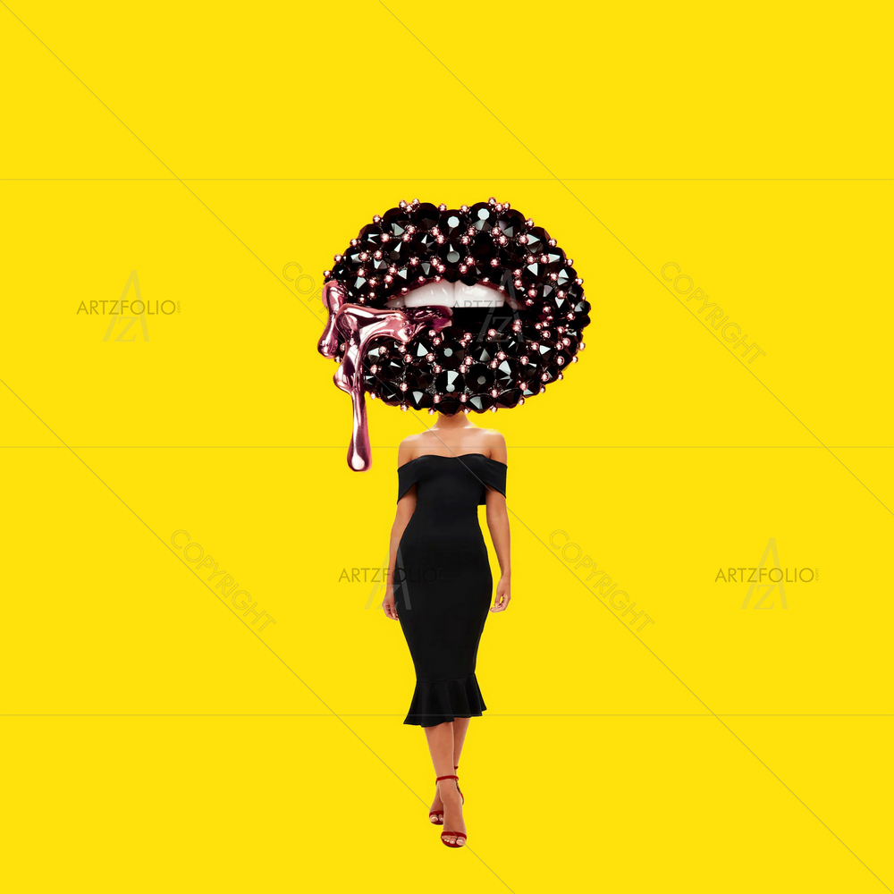 Lady's Silhouette with Lips — custom-size art design 5013518