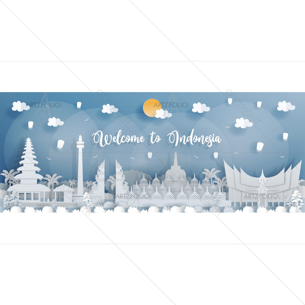 Indonesia Famous Landmark — custom-size art design 5013526