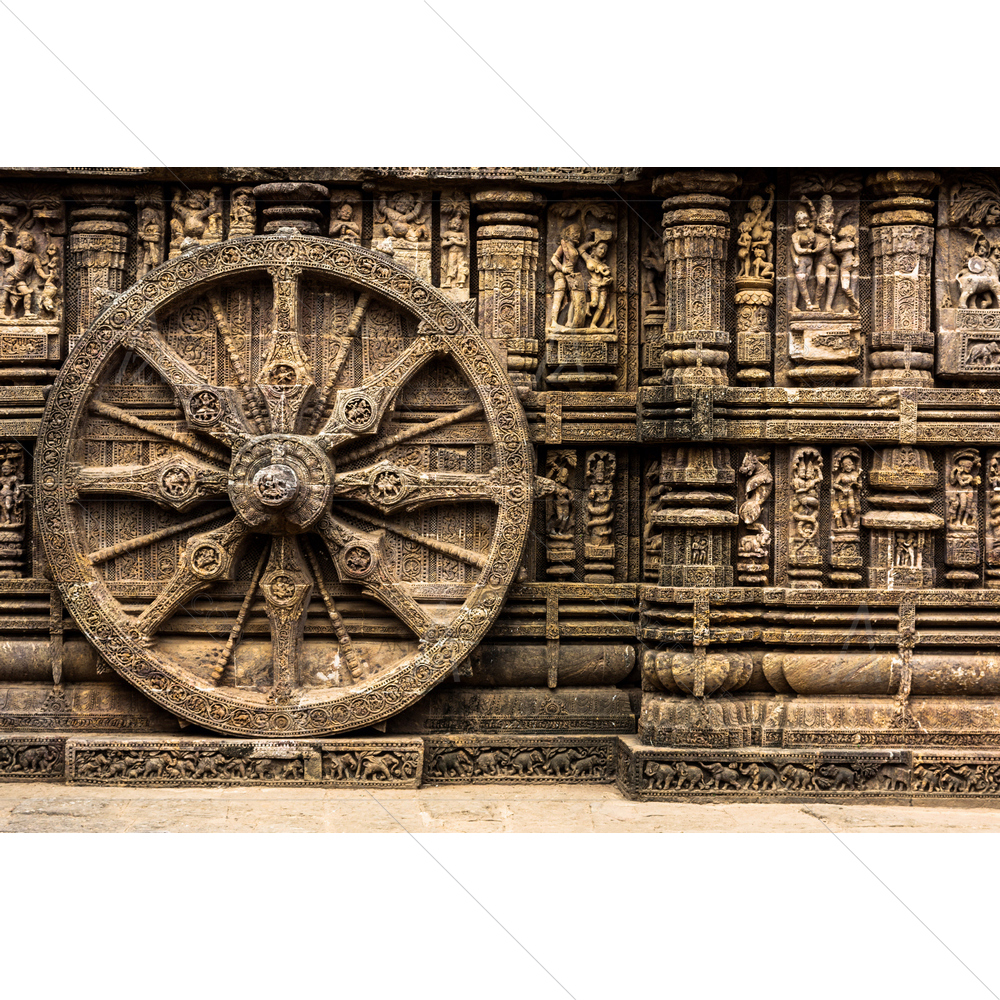 Carved Chariot Wheel, Konark Sun Temple, Odisha, India — custom-size art design 5013529